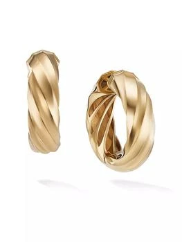 David Yurman | Cable Edge Hoop Earrings in 18K Yellow Gold, 28.9MM,商家Saks Fifth Avenue,价格¥36756