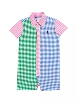 Ralph Lauren | Baby Boy's Gingham Colorblock Romper 独家减免邮费