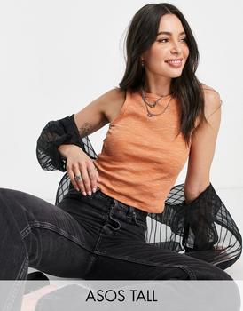 Echo Design是什么牌子, Echo Design | ASOS DESIGN Tall high neck vest in slubby rib in rust商品图片 4.5折