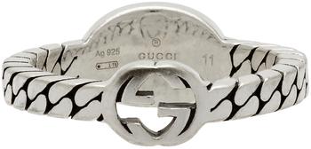 小银瓶手提包, Gucci | Silver & Black Small Interlocking G Ring商品图片 