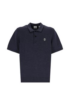 Burberry | Monogram motif wool-silk-cashmere polo shirt featuring blue商品图片,6.7折×额外8.5折, 额外八五折