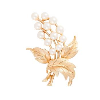 商品[二手中古商品] Susan Caplan Vintage | 1960s vintage trifari faux pearl leaf brooch,商家Harvey Nichols,价格¥2251图片