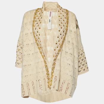 product Kenzo Defile Cream Crochet Knit Sequined Cardigan M image