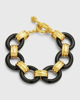 Elizabeth Locke | 19K Large Black Jade and Gold Connector Bracelet,商家Neiman Marcus,价格¥81770