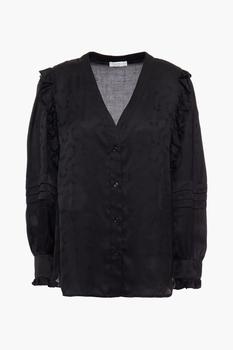 Sandro | Ruffle-trimmed jacquard blouse商品图片,4折
