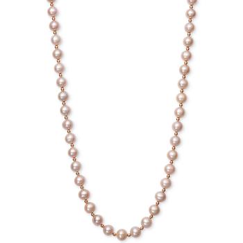 Belle de Mer | Pink Cultured Freshwater Pearl (7-1/2mm) and Gold Bead Collar Necklace in 14k Rose Gold商品图片,5折×额外8折, 额外八折