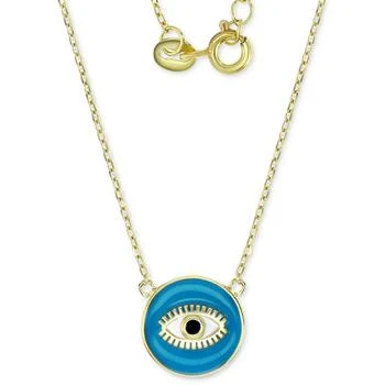 Macy's | Cubic Zirconia & Enamel Evil Eye Pendant Necklace in 14k Gold-Plated Sterling Silver, 16" + 2" extender,商家Macy's,价格¥484