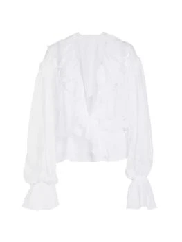 Dolce & Gabbana | Sheer Surplice Chiffon Silk Blouse,商家Saks Fifth Avenue,价格¥15792