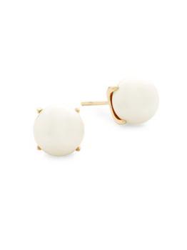 BELPEARL | 9MM White Semi-Round Freshwater Pearl & 14K Yellow Gold Stud Earrings商品图片,5折