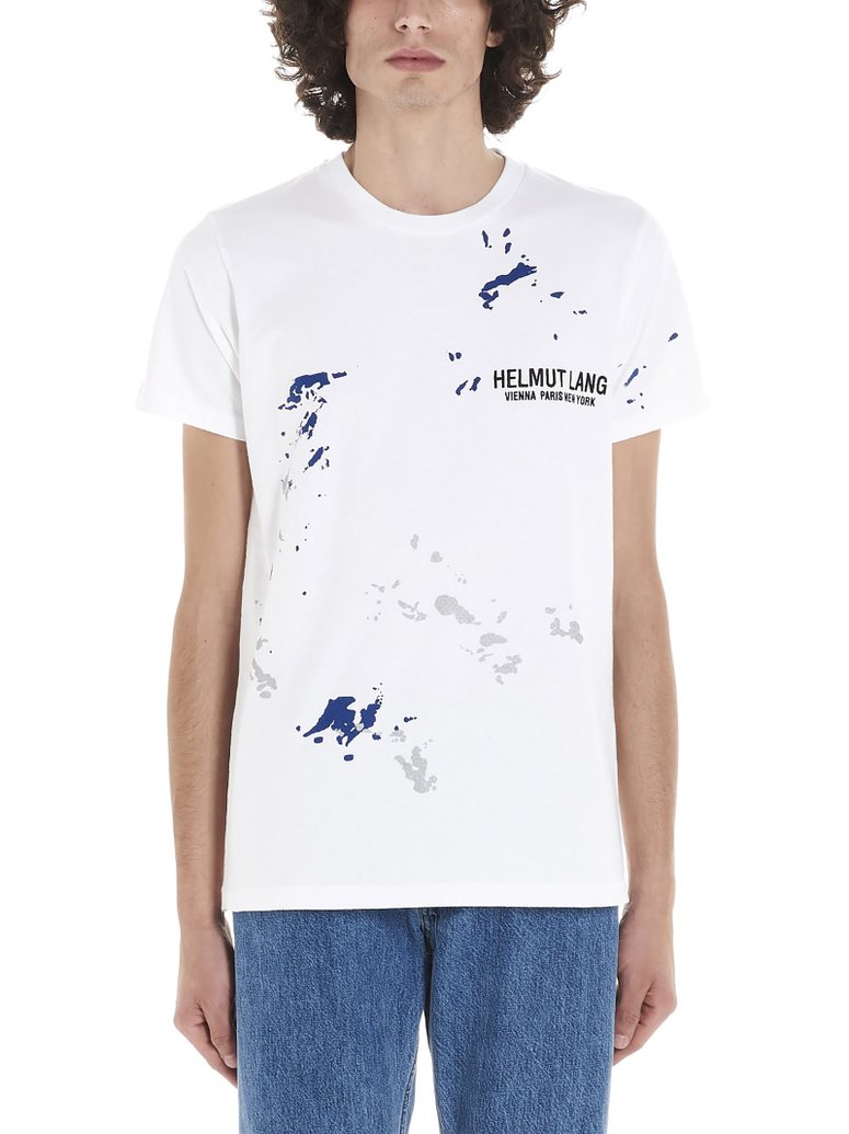 推荐HELMUT LANG 男士白色漆喷棉质短袖T恤 J09DM526-WHITEAZURITE商品