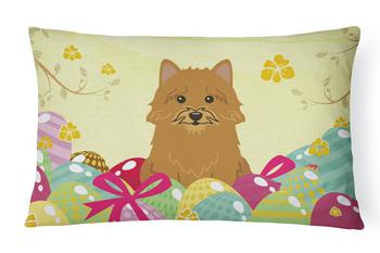 韩国美妆蛋, Caroline's Treasures | 12 in x 16 in  Outdoor Throw Pillow Easter Eggs Norwich Terrier Canvas Fabric Decorative Pillow商品图片 