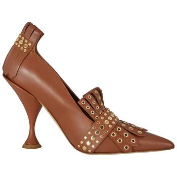 burberry鞋, Burberry | Brown Studded Kiltie Fringe Leather Point Toe Pumps商品图片 3.4折起