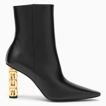 推荐4G Cube heel pointy ankle boot in black leather商品