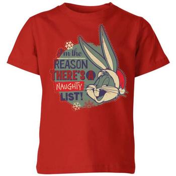Looney Tunes | Looney Tunes I'm The Reason There Is A Naughty List Kids' Christmas T-Shirt - Red商品图片,