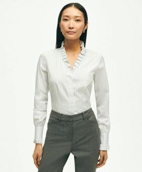 Fitted Stretch Supima® Cotton Non-Iron Ruffle Dress Shirt