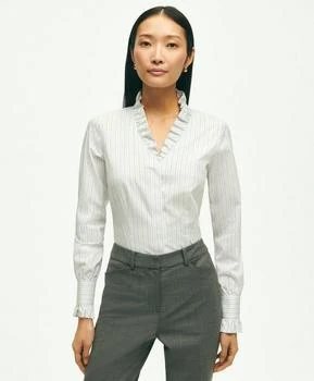 推荐Fitted Stretch Supima® Cotton Non-Iron Ruffle Dress Shirt商品