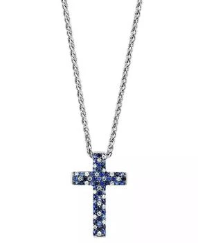 Effy | EFFY® Sapphire Ombré Cross 18" Pendant Necklace (2-1/2 ct. t.w.) in Sterling Silver,商家Macy's,价格¥2382