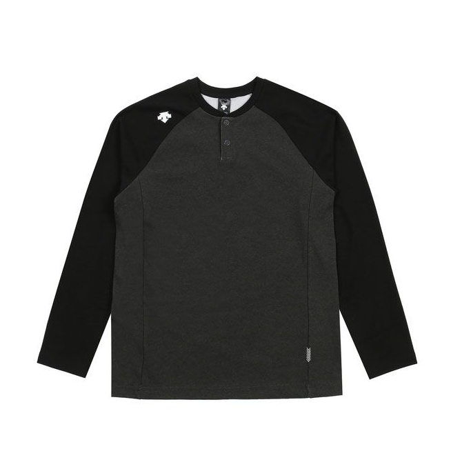 推荐【享贝家】DESCENTE 迪桑特男士棒球衫长袖T恤黑灰色SM321BTL81（现采购商品，下单后12天内发货）商品
