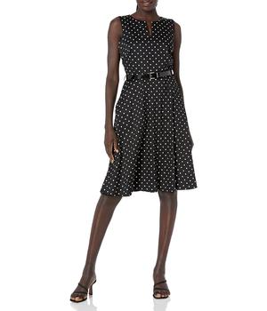 Karl Lagerfeld Paris | Women's Polka Dot Cotton Fit and Flare Dress商品图片,