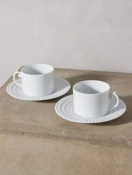 L’Objet | Set of two Perlée porcelain tea cups and saucers,商家MATCHES,价格¥1306