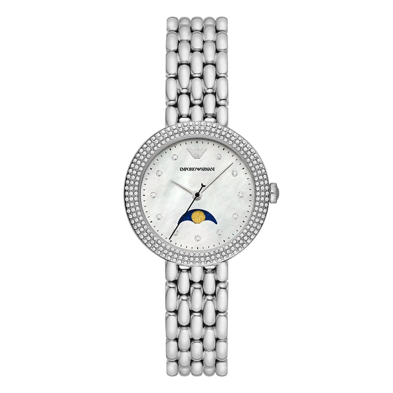 推荐阿玛尼（Emporio Armani） 手表 钢制表带欧美表 月相腕表 简约内敛石英女士腕表  AR11461商品