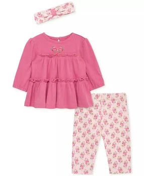 Little Me | Baby Girls Cotton Bellflower Headband, Tiered Tunic & Leggings, 3 Piece Set,商家Macy's,价格¥221