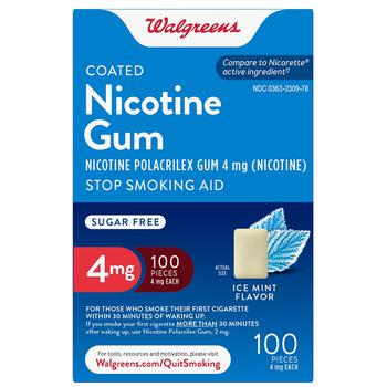 商品Walgreens | Nicotine Polacrilex Coated Gum 4 mg Ice Mint,商家Walgreens,价格¥287图片
