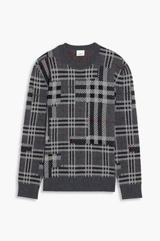 Burberry | Checked jacquard-knit cashmere sweater商品图片,4.9折