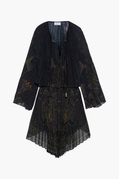 Camilla | Layered pleated printed chiffon mini dress商品图片,2.9折