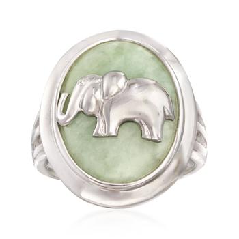 商品Ross-Simons | Ross-Simons Jade Elephant Ring in Sterling Silver,商家Premium Outlets,价格¥729图片