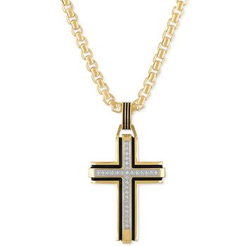 Esquire Men's Jewelry | Diamond Religious Cross 22" Pendant Necklace (1/6 ct. t.w.), Created for Macy's商品图片,6折