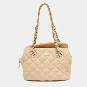 [二手商品] Kate Spade | Kate Spade Metallic Beige Quilted Leather Maryanne Shoulder Bag商品图片,满1件减$100, 满减
