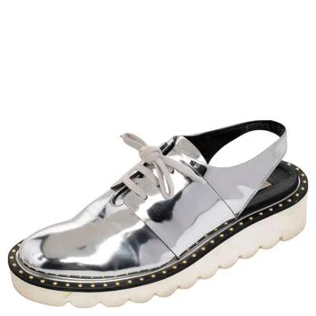 推荐Stella McCartney Metallic Silver Faux Leather Odette Slingback Flats Size 37商品