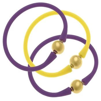 Canvas Style | Bali Game Day 24K Gold Bracelet Set Of 3 In Purple And Yellow,商家Verishop,价格¥577
