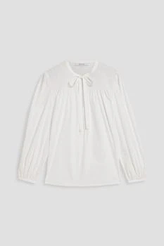 推荐Shirred cotton-blend poplin blouse商品