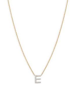 推荐14K Goldplated Sterling Silver & 0.14 TCW Diamond E Initial Pendant Necklace商品