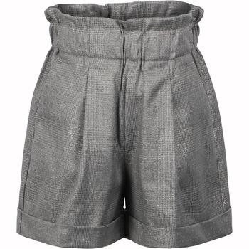 推荐Shimmering checkered shorts in grey商品