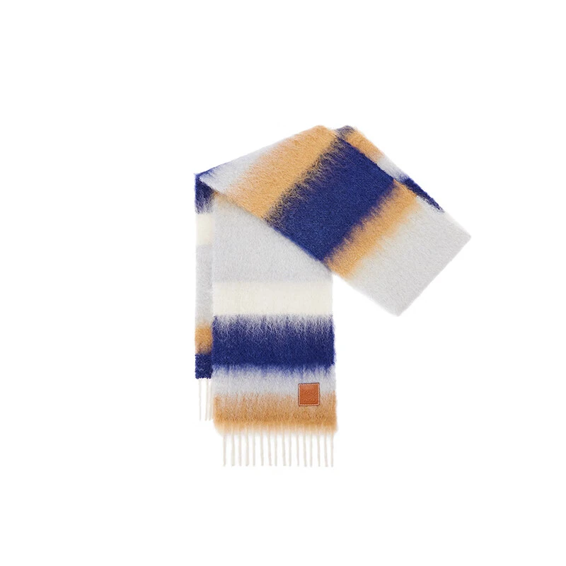 Loewe | LOEWE 男女同款多色羊毛末端流苏条纹围巾 9.1折, 独家减免邮费