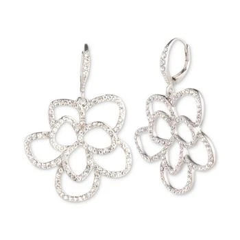 Givenchy | Silver-Tone Crystal Open Floral Drop Earrings,商家Macy's,价格¥357