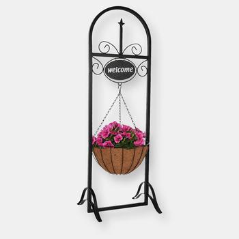 商品Decorative Welcome Sign and Hanging Flower Basket Planter Stand图片