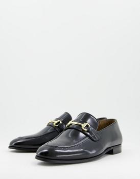 推荐Walk London terry snaffle loafers in black high shine leather商品