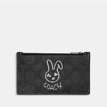 Coach | Coach Unisex Zipped Coated-Canvas and Leather Cardholder 5折