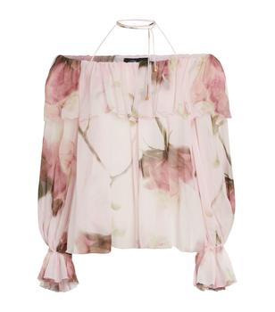 BLUMARINE | Silk Off-The-Shoulder Blouse商品图片,