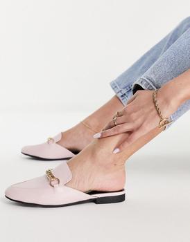 推荐QUPID metal trim mule loafers in pink商品