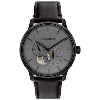 商品Calvin Klein | Men's Automatic Timeless Black Leather Strap Watch 42mm,商家Macy's,价格¥1592图片