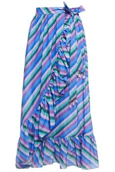 推荐Poppy ruffled striped cotton midi wrap skirt商品