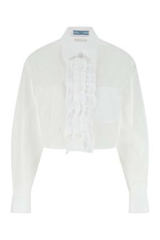 Prada | Prada Ruffled Long Sleeved Cropped Shirt商品图片,