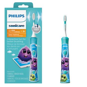 商品Philips Sonicare | Philips Sonicare for Kids 3+ Bluetooth Connected Rechargeable Electric Power Toothbrush, Interactive for Better Brushing, Turquoise, HX6321/02,商家Amazon US editor's selection,价格¥187图片