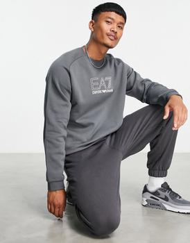 EA7 | Armani EA7 large printed logo sweatshirt in grey商品图片,6.5折×额外9.5折, 额外九五折