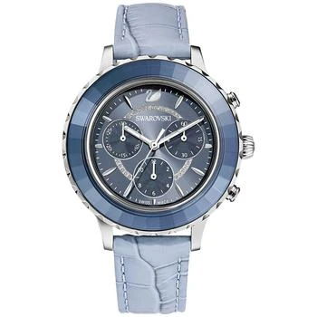 Swarovski | Women's Swiss Chronograph Octea Lux Blue Crocodile Leather Strap Watch 38mm 
